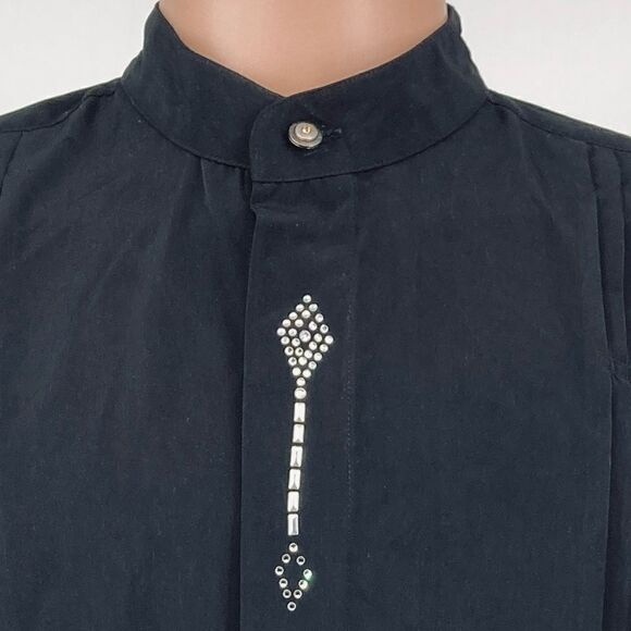 Pronti Collection be Phita Men’s Rhinestone Black Dress Shirt Size L - Picture 2 of 5